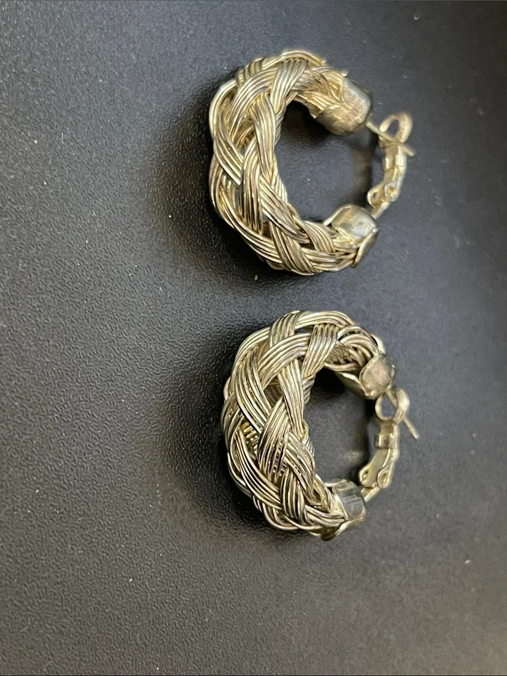 Braided Hoop Earrings in Silver Tone - Women Jewelry